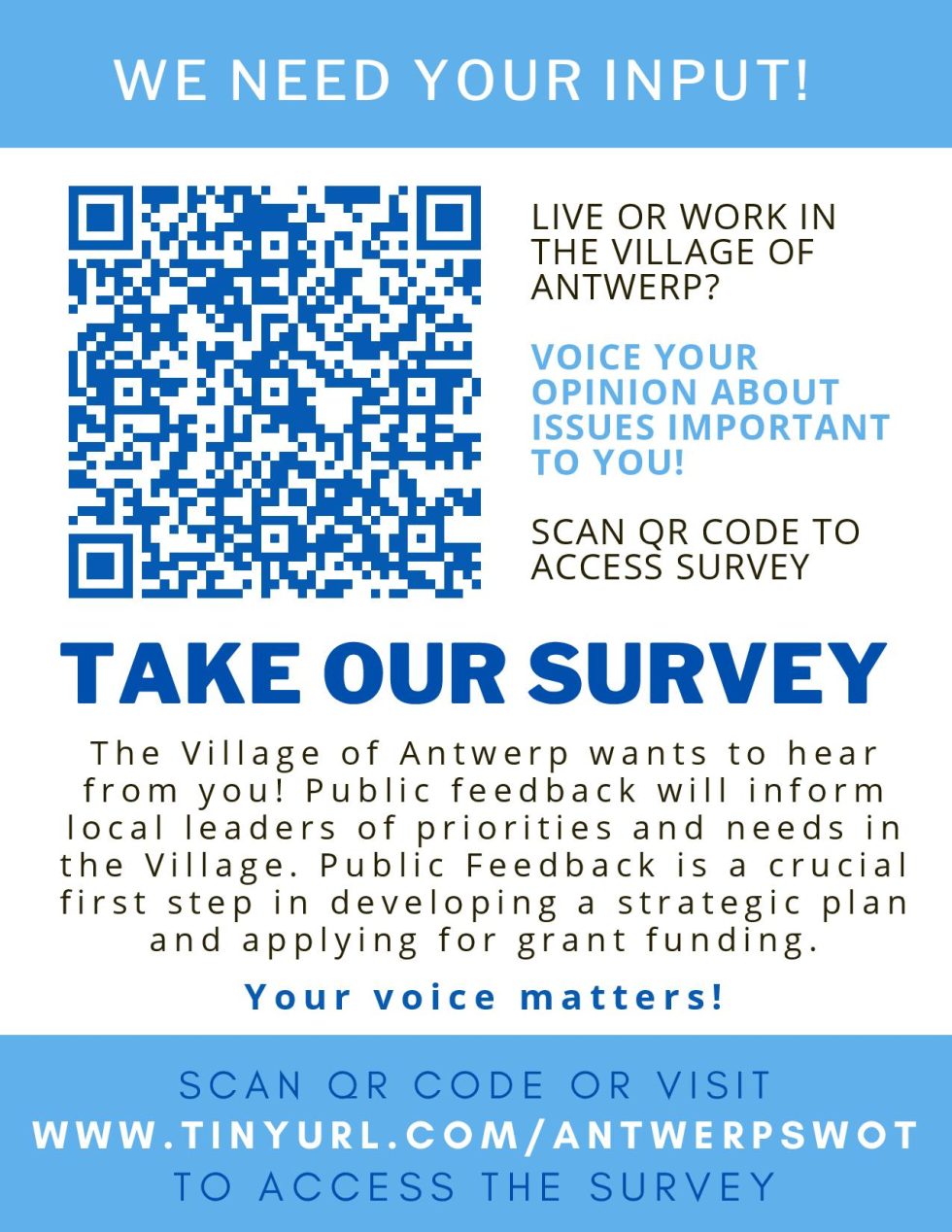 Village of Antwerp Community Feedback We Need Your Input! Village
